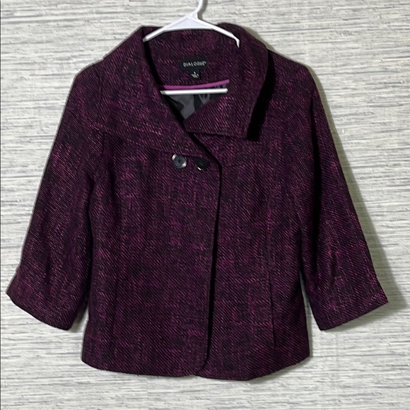 Dialogue Purple Black Textured Swing Jacket 3/4 Sleeve Size M (696) - Picture 1 of 6